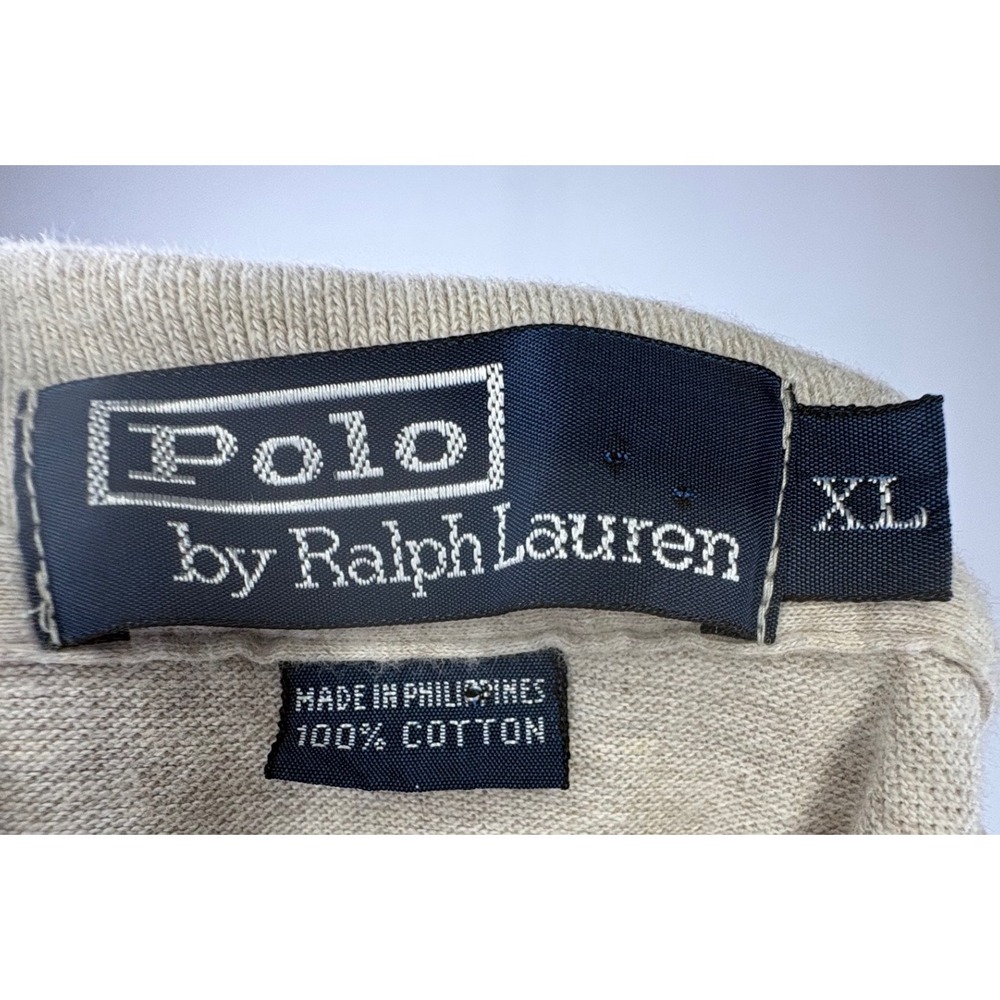 Polo Ralph Lauren Men's Polo Shirt Short Sleeve 100% Cotton SZ XL Beige Golf - Picture 5 of 8